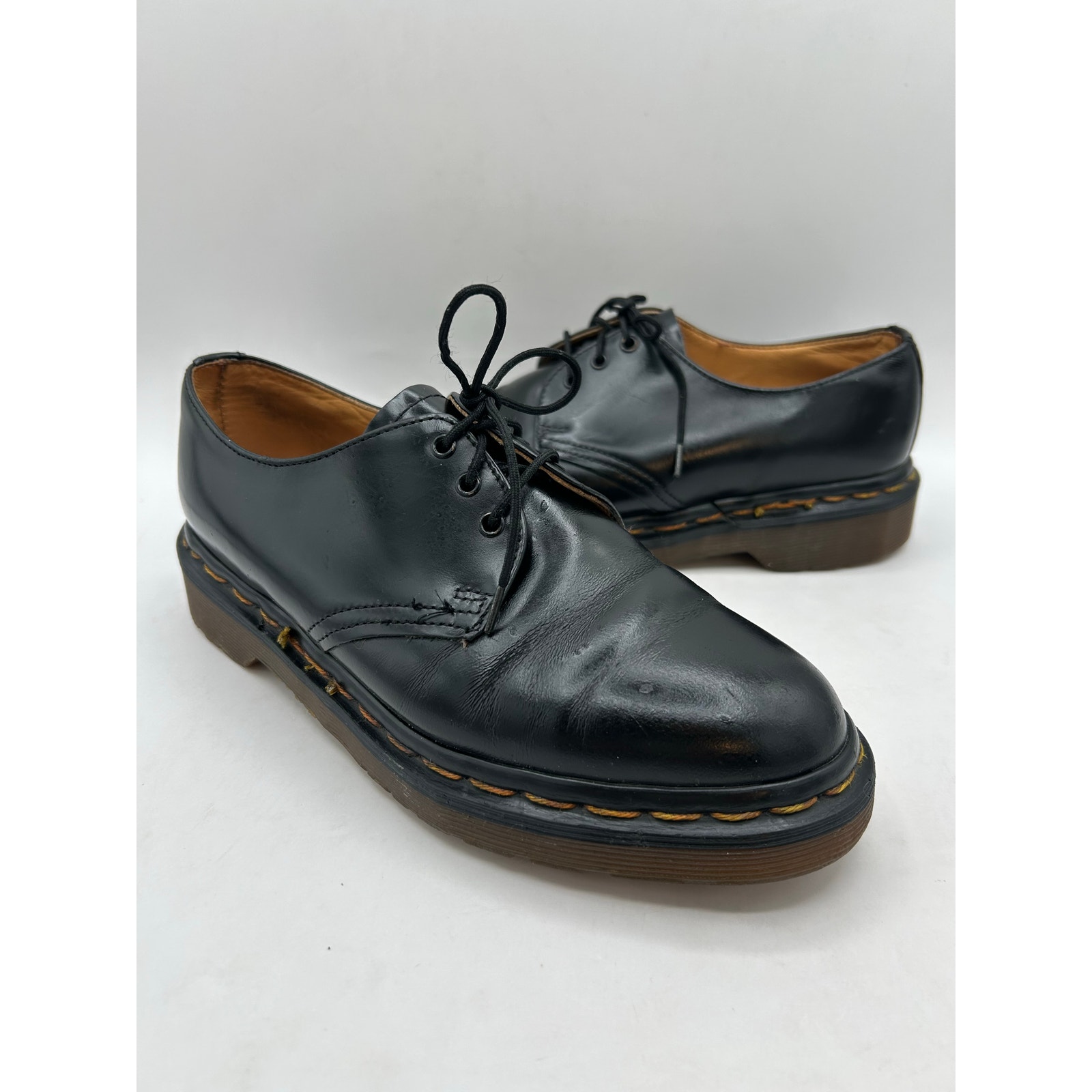 Black Dr Martens 1461 Leather Oxford Shoes Size 6 Made England Postpunk Vtg 90s